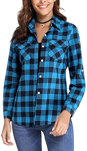 Totatuit Blouses Flanelle à Carreaux Chemise Cowboy Style Canadienne