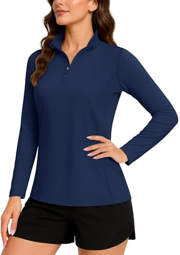 TACVASEN Women's Long Sleeve Top 1/4 Zip Shirt UPF 50+ T-Shirt Sun Protection Rash Guard Quick Dry Hiking Fishing Work Shirts