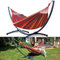 Potenza Outdoor Hängematte mit Gestell für 2 Personen I Baumwolle Doppelhängematte XXL 220x160, 200kg I Hängemattengestell 220kg, wetterfest (Rot, Basic Gestell Graphit)