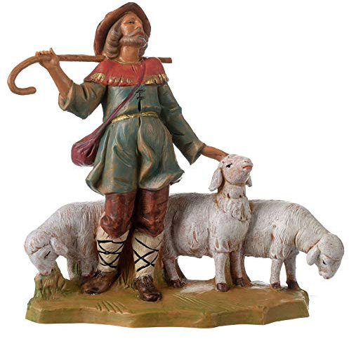 Holyart Hirte mit Schafherde für 12 cm Fontanini Krippe
