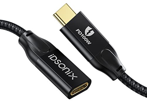 USB Type C Extension Cable 1M(20Gpbs), iDsonix USB C Extender Support 4k@60Hz/100W Fast Charging, Type C 3.2 Gen2*2 Extension Cable Compatible with USB C Hub/Dell XPS/MacBook/iPad Pro
