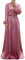 Robe longue en satin solide pour femme avec manches évêques, robe longue du Moyen-Orient, robe musulmane, Rose, M