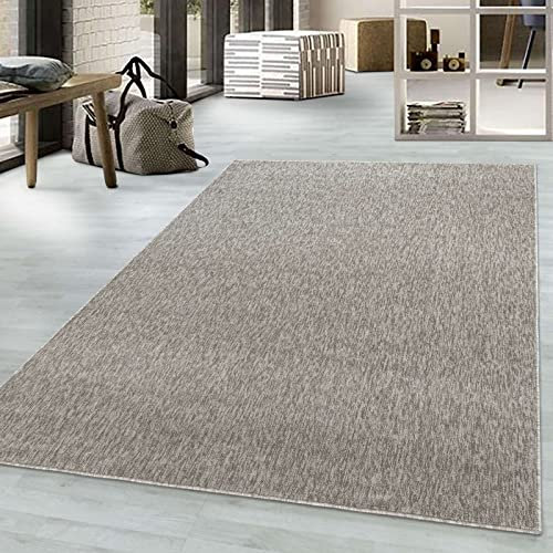Taracarpet Kurzflor-Teppich Flachgewebe Schlingenteppich meliert Pflegeleicht für Wohnzimmer Schlafzimmer und Kinderzimmer Beige 080x150 cm