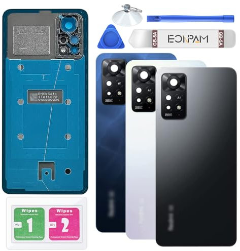 Eonpam Scocca Vetro Posteriore per Xiaomi Redmi Note 11 PRO 5G Coperchio Copribatteria Sostituzione con Vetro Fotocamera + Kit di Ricambio (Nero)