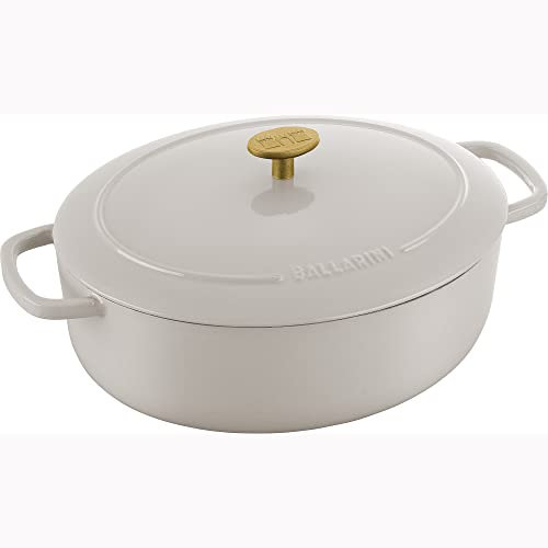 Ballarini Bellamonte - Forno olandese ovale in ghisa, 5 qt, colore: Bianco crema