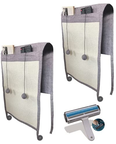 TREKAM Set 2X Rascador para Gatos y Rodillo quitapelos sofá - Protector Sofa Gatos arañazo con Pelotas elásticas de Juguete y Bolsillos - afilador de uñas sisal Natural para tu Gatito - arañador Gato