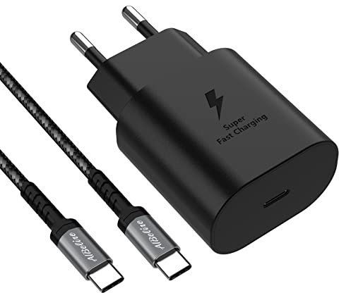 Chargeur Rapide 25W + Câble USB C vers USB C 2M Compatible avec Samsung Galaxy A54/A34/A14/S23/S23 Plus/S23 Ultra/S22/S22 Plus/S22 Ultra/Z Flip 4/Z Fold 4/S21 FE/S21/S21 Plus/S21 Ultra/S20 FE/S20/A53