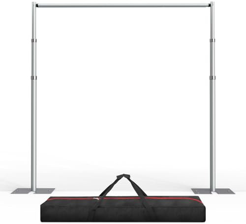 EMART Pipe and Drape Backdrop Stand Kit, 3mx3m Background Support Heavy Duty, Adjustable Metal Frame 10x10ft for Wedding, Birthday, Party, Banquet Decorations - Silver