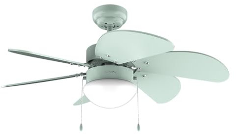 Cecotec Ventilador de Techo con Luz EnergySilence Aero 3600 Vision Full Mint. 50 W, Diámetro 36”, 3 Velocidades, 6 Aspas Reversibles, Modo winter-summer, Uso Sencillo, Interruptor en Cadena