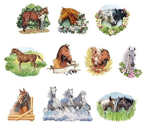 Ideen mit Herz 3-D Motive, ausgestanzt, ca. 7-10 cm, 10 Stück im Beutel | Bilder zum Basteln & Dekorieren | Grußkarten selber machen | Bildmotive für Scrapbooking & DIY-Deko (Pferde)