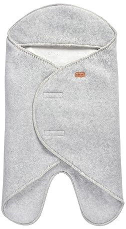 BÉABA, Babynomade Double Fleece, Baby Winter Wickeldecke, Autositz/Kinderwagen/Gondel/Transat, Weich, Warm, Wasserabweisend, Atmungsaktiv, Passt durch Gurte, Grau meliert/Weiß,0-6 Monate