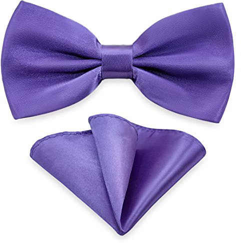 AUSUAYA Herren Fliege Einstecktuch Set, Unisex Design Fliege und Taschentuch für Hochzeit oder Business Formal Tuxedo M-B-T6 (Lila)