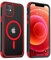 MobNano Hybrid Magnetisch Durchsichtig Hülle für iPhone 12 Hülle, iPhone 12 Pro Hülle [Kompatibel mit MagSafe] Stoßfest Bumper Transparent Magnet Handyhülle Silicone iPhone 12 12pro Case - Schwarz/Rot