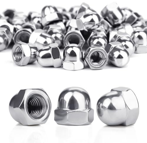 SWTYExt M4 Dado Cieco a Calotta in Acciaio Inox 50 pezzi Dado Coprente DIN 1587 Forma Alta Dadi Coprenti A2 V2A Dadi Coprenti Esagonali per Bulloni Barra Filettat