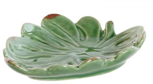 Hogar y Mas Bandeja VACIABOLSILLOS Porcelana Hoja 13X10X2,5CM - Verde