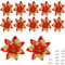 Glitter Poinsettia,Glitter Christbaumschmuck,12 Stück Weihnachtsblumen, Weihnachtsblumen Künstlich,Weihnachtsbaum Weihnachtskranz,Weihnachten Blumen Deko,Aufhängen Weihnachtsbaum(Gold Rot) (Gold Rot)