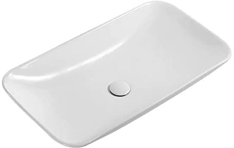 Lavabo vasque à poser Lavabo de salle de bain rectangulaire en porcelaine blanche et céramique, lavabo de salle de bain, lavabo de salle de bain avec bonde escamotable blanche Lavabo Salle de Bain ( S