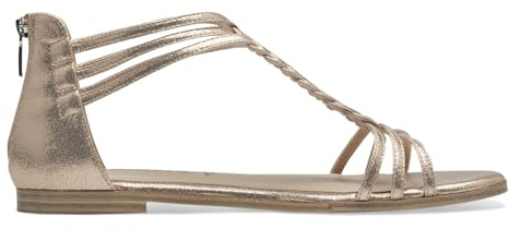 Tamaris Damen Sandaletten, Frauen Sandalen,flach,Sommerschuhe,Freizeitschuhe,offene Schuhe,Strandschuhe,Sommersandalen,Champagne MET.,41 EU