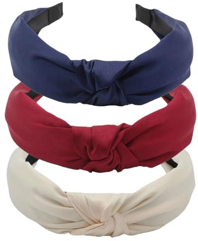 scicent Stirnband Herren 3 Stück Haarband für Frauen Stoff-Haarband-Accessoires Elastische Kopfwickel Breite Einfarbige Stirnbänder Niedliche Knoten-Haarreifen - 11015