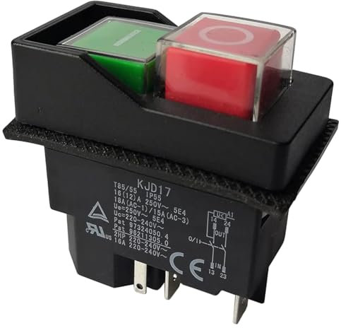 Kopinma KJD17 Waterproof Electromagnetic Switch 5 Pin Push Button Switch ON/Off, AC220V Magnetic Starter Power Tool Safety Switches, KJD17 220V 5 Pin -Terminals