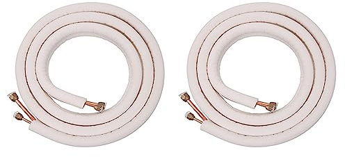 Fegtrty Juego de 2 tubos de bobina de aire acondicionado de 3 metros, 1/4 pulgadas, 3/8 pulgadas, juego de cables de aluminio aislado, piezas de aire acondicionado, tubo refrigerante