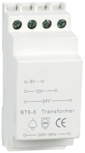 Klingeltrafo Türklingel 8V-12V-24V, Niederspannungs Ausgangstransformator, Klingeltransformator für Türklingel & Türglocken, geeignet für 35 mm Hutschiene