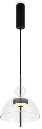 MAYTONI DECORATIVE LIGHTING Moderne Pendelleuchte Bangkok LED Schwarz aus Glas Transparent Farbe und Metall 1200 Lumen - 12W Diameter- 25 Zm. für Küche, Schlafzimmer, Wohnzimmer, Esszimmer, Lobby