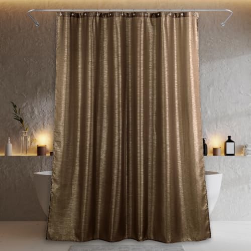 Rideau de douche à paillettes marron argenté : rideaux de luxe élégants en tissu taupe doré métallique scintillant pour décoration de salle de bain de vacances – Accessoires de salle de bain glamour
