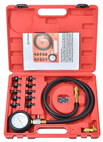 Zoomtools Strumento per Tester della Pressione dell'olio combustibile del Motore Kit manometro dell'olio del Cilindro del Motore Set di Test diagnostici dell'olio con adattatori