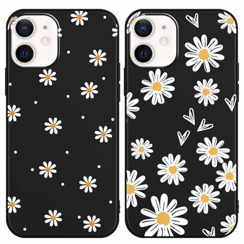 Foonary 2 Pack Phone Case Compatible with iPhone 11 6.1, Slim Fit Soft TPU Silicone with Daisy Flower Design Aesthetics Pattern, Shockproof Bumper Protector Matte Cover for iPhone 11