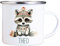 4youDesign Emaille Tasse Kinder personalisiert – Waschbär Blume – Tier Namenstasse – Geschenk für Jungen & Mädchen – Bruchsicher & Leicht – Geschenkidee zur Einschulung & Geburtstag - 300ml