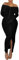 Sundaylike life Women's Elegant Off Shoulder Dress Sexy Long Sleeve Button Down Split Ruffle Bodycon Midi Dresses Chopper Cosplay Costume (Black, M)