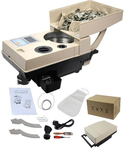 XDLYWUZIQ Münzzählmaschine, Automatischer Münzzähler Und -Sortierer, Elektrischer Münzsortierer, Sortierung Von Münzen Mit Unterschiedlichen Durchmessern Und Dicken, 1200 Münzen/Min