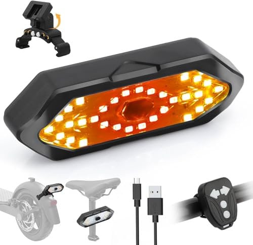 E Scooter Blinker mit USB Fernbedienung LED Scooter Rücklicht mit Sockel Einstellbare Richtung Scooter Zubehör mit Xiaomi Ninebot E Scooter Wasserdichtes Ultrahelles Warnleuchte Speziell für Scooter