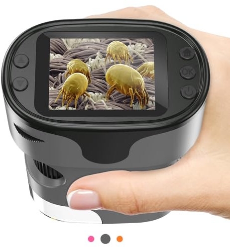 1000X Handy Digital Mikroskop für Kinder: 4K 2.0 Bildschirm Wiederaufladbar Mini Taschen Tragbares USB Trichome Mikroskope Science Kit mit Objektträger Set Geschenke für 4-12 Jährige