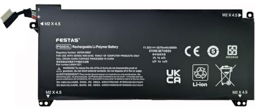 69Wh PG06XL Batterie Compatible avec HP Omen 15T-DH100 15T-DH000 15-DH0XXX 15-DH1010CA 15-DH1019NR 15-DH0001LA 15-DH0006TX 15-DH0007TX 15-DH0161TX Series HSTNN-DB9F L48431-2C1 L48497-005