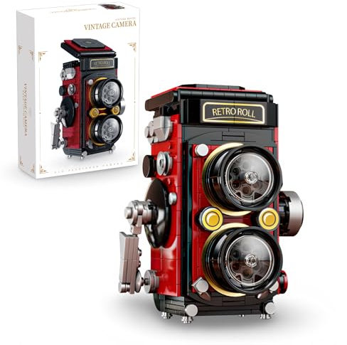 Ebortsin Klassische Retro Kamera Bausteine Spielzeug, 719 Teile Ideas Kamera Set Schreibtisch Deko Modell, Deko Kamera Klemmbausteine with Liht, Geschenk für Erwachsene und Kinder