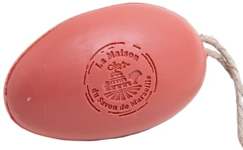 La Maison du Savon de Marseille - French Soap on a Rope - Enriched with Organic donkey milk - 175g - Strawberry Rhubarb Fragrance
