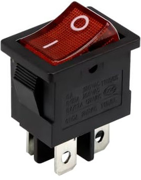 CABLEPELADO - Interruptor basculante, Interruptor 2 posiciones, Interruptor 4 vias, Interruptor 4 pines, Interruptor 2 terminales, Interruptor ON/OFF SPST, 6 A | Rojo