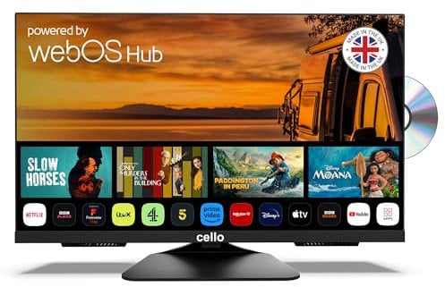 Cello C2425WSF Trav 24 230V 12V Full HD Smart/DVD Camping Travel TV Lecteur DVD intégré sans Cadre Triple Tuner Bluetooth WebOS par LG Pitch Perfect Speaker Camping-Car Camion [2025]