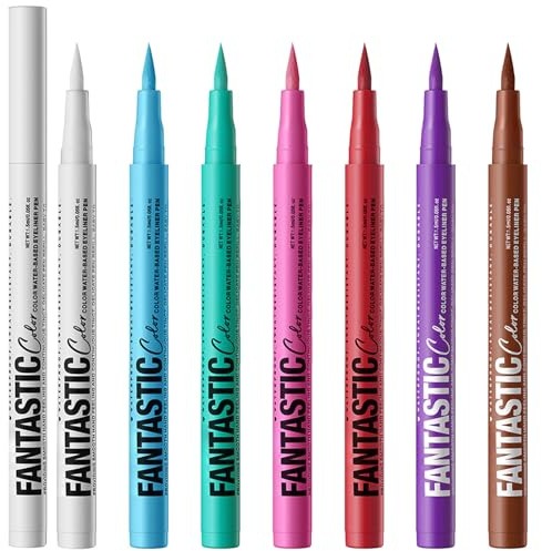 Eyeliner liquido opaco, 7 pezzi, altamente pigmentato, colorato, impermeabile, a lunga durata e resistente alle sbavature, uniformemente colorato, facile da usare, adatto ai principianti