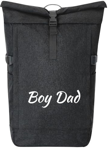 Huuraa Kurierrucksack Boy Dad Schriftzug 30-44 Liter Black Melange Fairtrade Rolltop Rucksack Geschenkidee