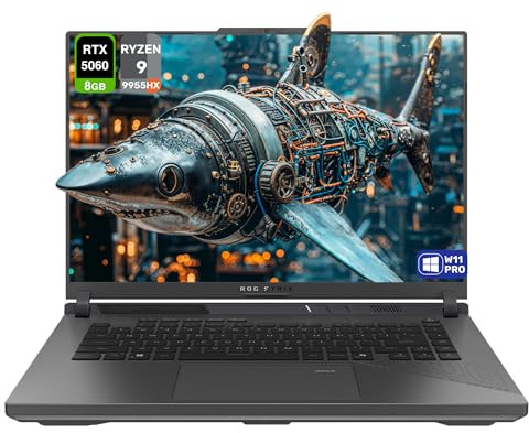 ASUS ROG Strix G16 Gaming Laptop, AMD Ryzen 9-9955HX, 64 GB DDR5 RAM, 4 TB PCIe SSD, 16 WUXGA (1920x1200) 165Hz Display, Nvidia G-Force RTX 5060, tastiera RGB a 4 zone, W11 Pro, Grigio Eclipse
