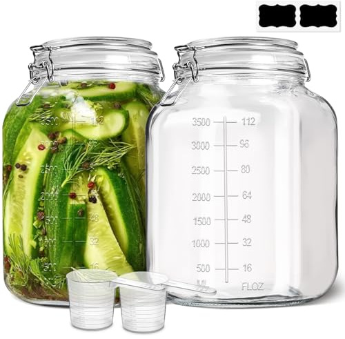 ComSaf Einmachgläser mit Bügelverschluss 4 L 2er Set, Glasbehälter groß | Große Öffnung für Sauerteig, Fermentation, Marmelade und Vorräte; erleichtert Befüllen und Reinigen bei großen Mengen