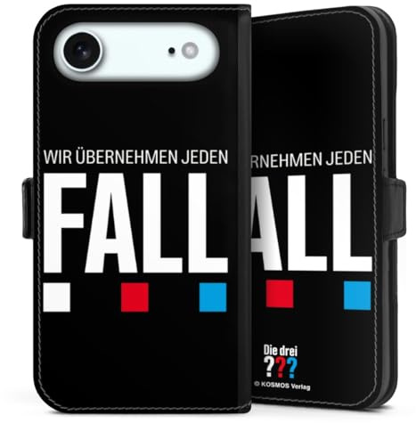 Klapphülle kompatibel mit Apple iPhone Air Handyhülle aus Kunst Leder schwarz Flip Case Die DREI ??? Statement Die DREI Fragezeichen