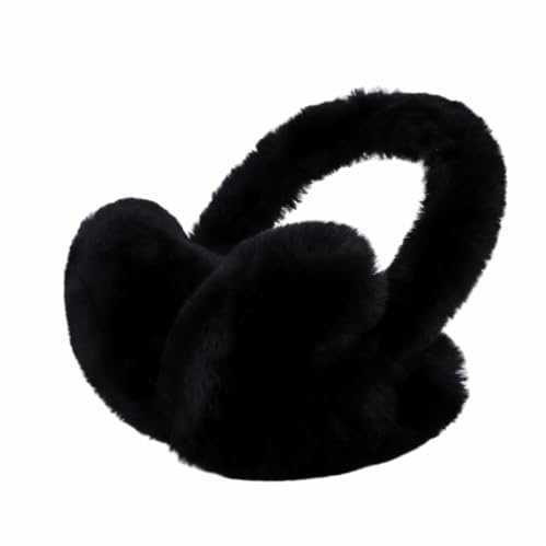 Anopo Protège-Oreilles Cœur pour Enfants Hiver - Fausse Fourrure Chaude Couverture Polaire Anti-Froid Noir