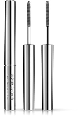 Iron Eye Mascara mit Metallbürste, Natürliche, Verlängernde und Pflegende Mascara, Borstenlose Metallwimpernbürste, Wasserdicht und Langanhaltend, Wimperntusche für ältere und junge Frauen (2PC)