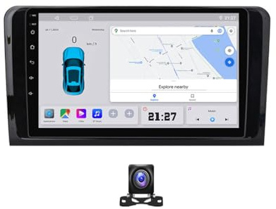 JHYUUKAU Wireless Carplay Screen for Car & Android Auto Head Unit Compatible with Benz M GL-Class 2005~2009 Touchscreen 9in Double Din Car Stereo with Backup Camera Navigation 4G RDS,C10 Pro