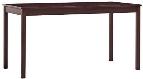 HETFTJN Esstisch Dunkelbraun 140x70x73 cm aus massivem Kiefernholz Moderner Holztisch mit robuster Tischplatte platzsparend für Küche Esszimmer Balkon und Garten
