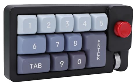 Depisuta Mechanical Number Pad, Wired USB 12 Keys Hot Swappable Macro Keyboard with RGB Backlight Joystick Roller and Programmable Keys, for Laptop PC Gaming dow Mac (Black)